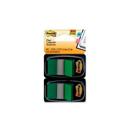 3M Post-it Flags, 1" Wide, Green, 50 Flags/Dispenser, 2 Dispensers/Pack 680GN2